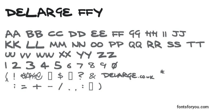 characters of delarge ffy font, letter of delarge ffy font, alphabet of  delarge ffy font